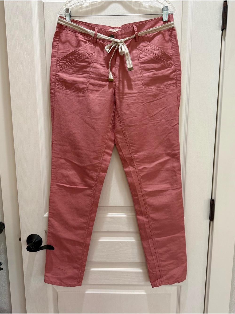 LOFT Dusty Rose Straight-Leg Linen Blend Pants Sz 6 Tall Like New